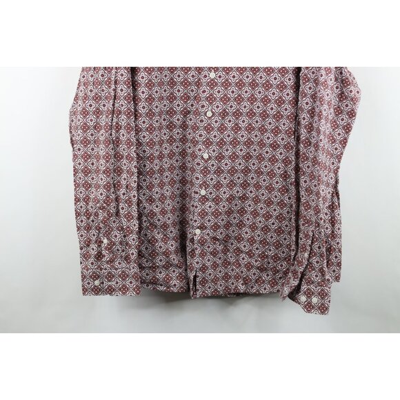 Express Mens 2XL XXL Extra Slim Geometric Tapestry Collared Button Shirt Cotton - Picture 3 of 12